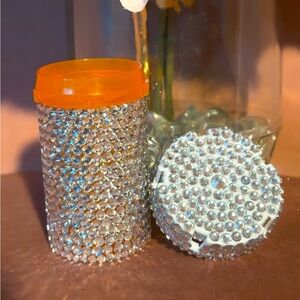 Handmade Luxury Rhinestone Pill Bottle – Silver Bling Organizer